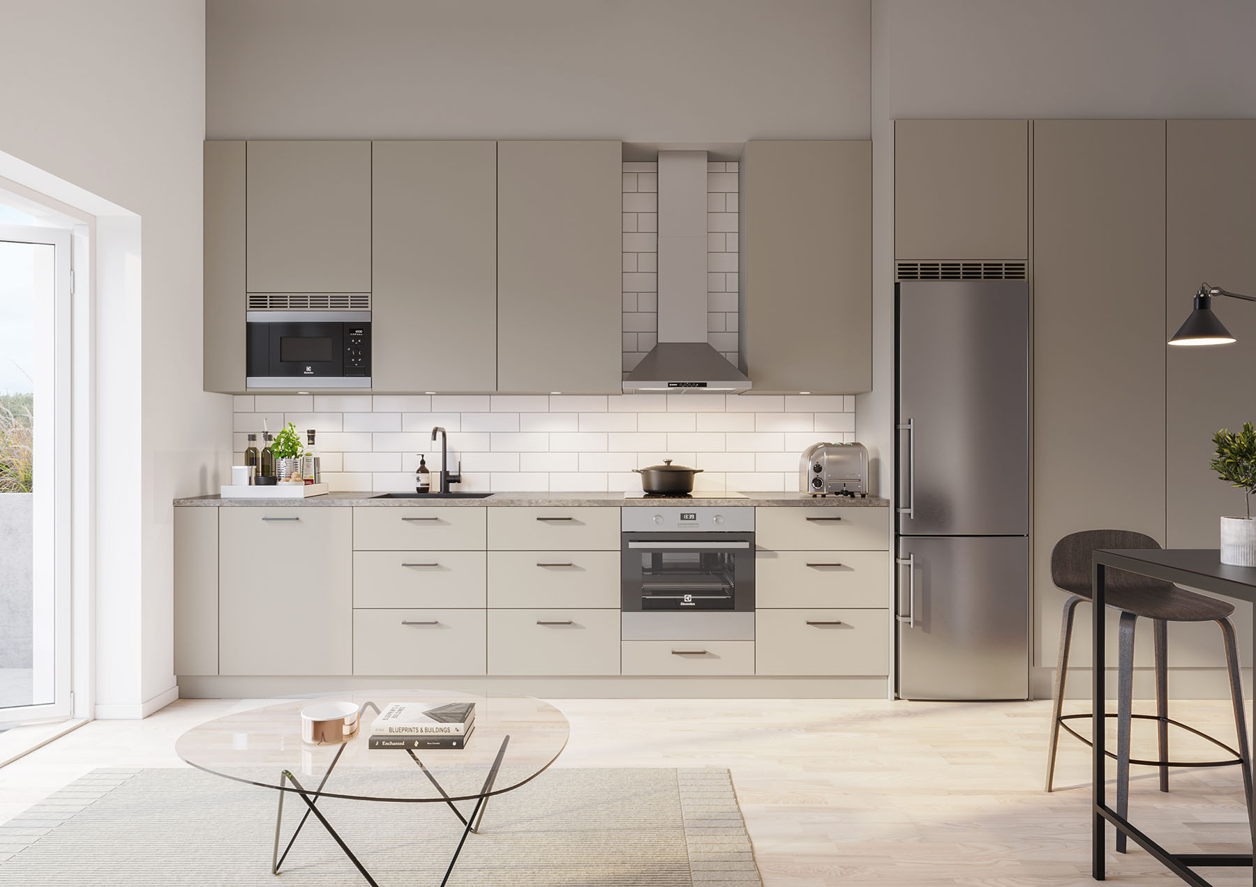 Bild på kök i en lägenhet i Odhners Fabrik, Södra Änggården